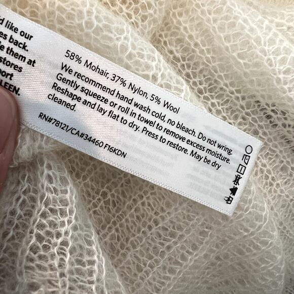 Eileen Fisher Cream Mohair Oversized Sheer Open Knit Tunic Sweater XS Small - Picture 5 of 5